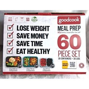 Prep 60-Piece Meal Prep Kit - Reusable Food Containers New BPA Free Pack Lunch